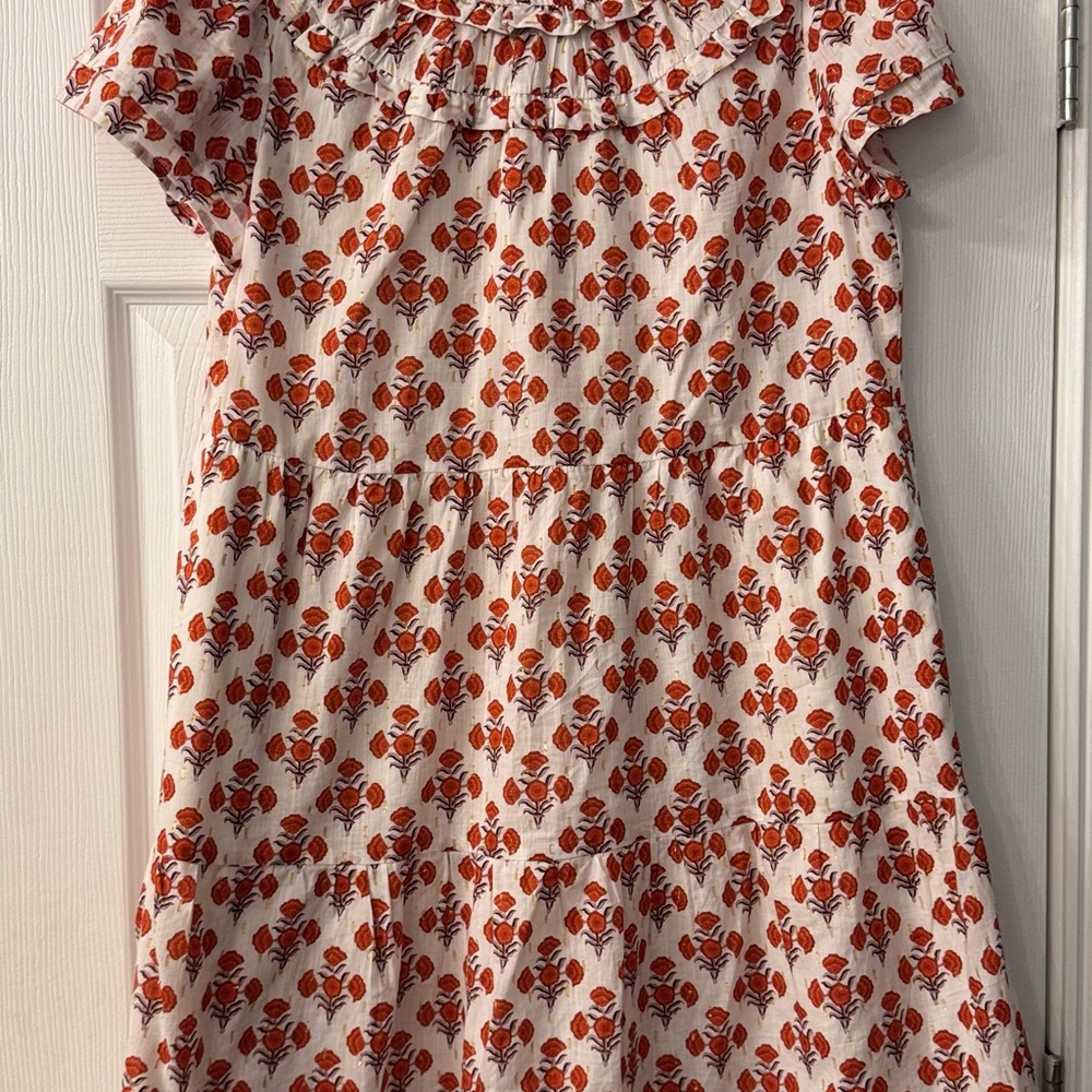 Boden Ruched Dress in Chili Oil /Poppy Geo